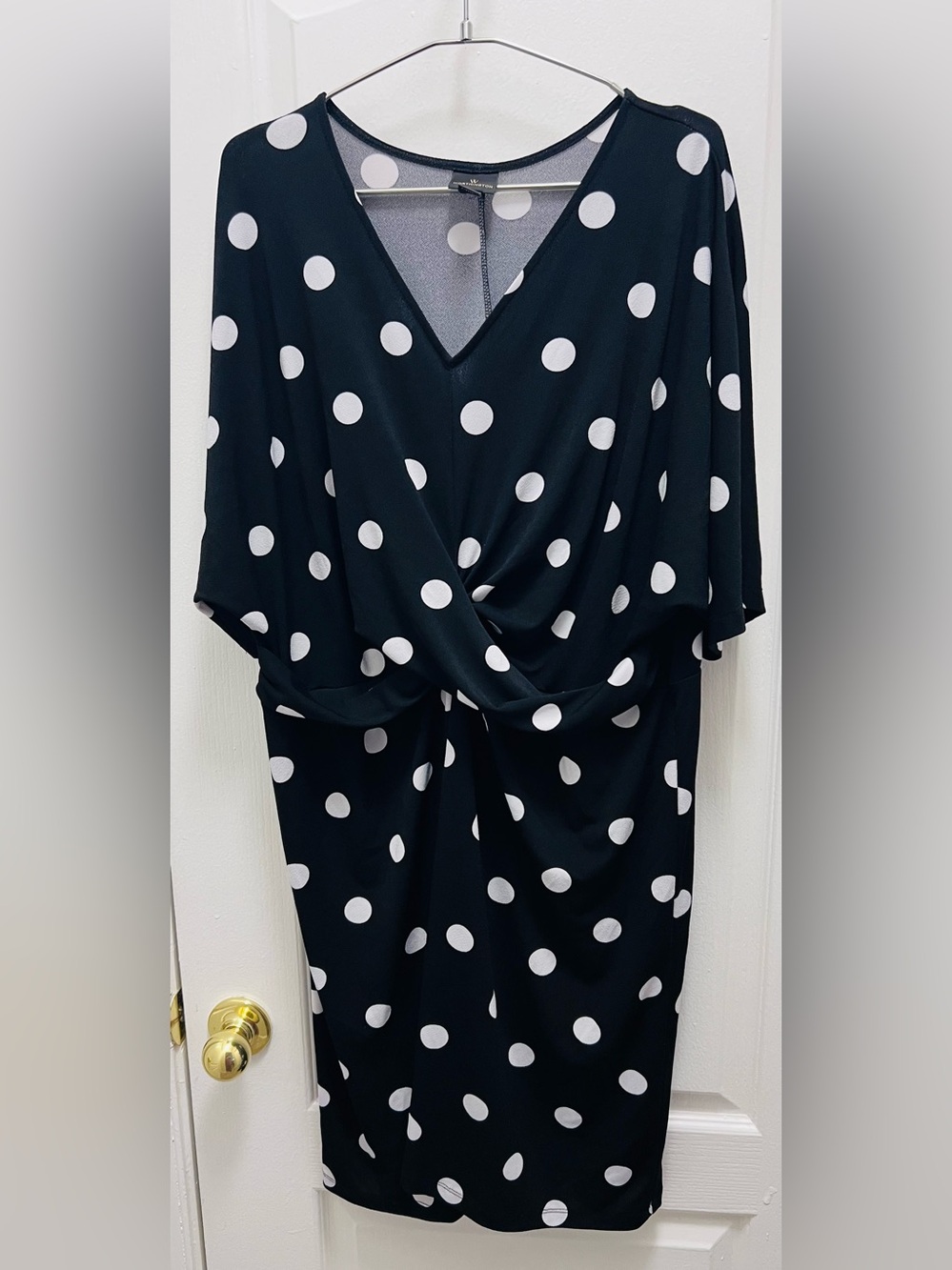 Worthington Black and White Polka Dot Midi Dress
